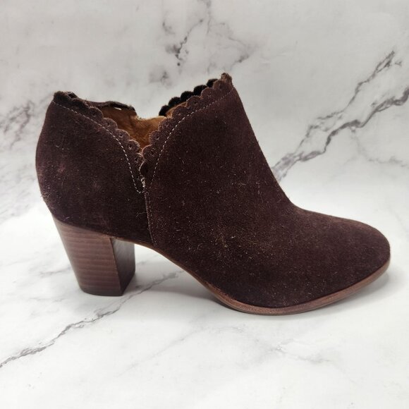 Jack Rogers Marianne Suede Leather Chocolate Brown Ankle Boots Booties Women's 6 - Picture 1 of 11